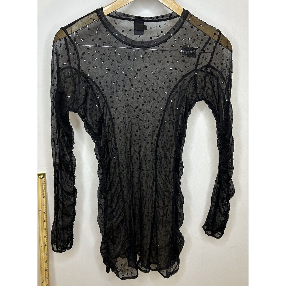 OHM Transparent black sequined‎ dress Size 1
